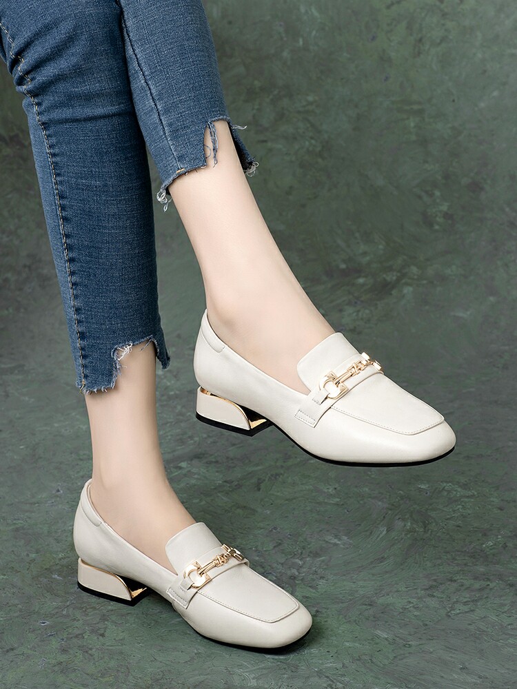 真皮佳人红蜻蜓单鞋女平底2021年夏季新款乐福鞋软皮春秋小皮鞋