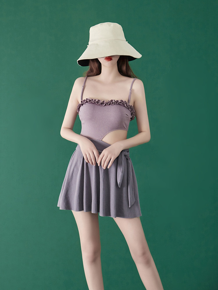 泳衣连体学生保守显瘦遮肚ins韩国仙灵女范韩国连体泳衣