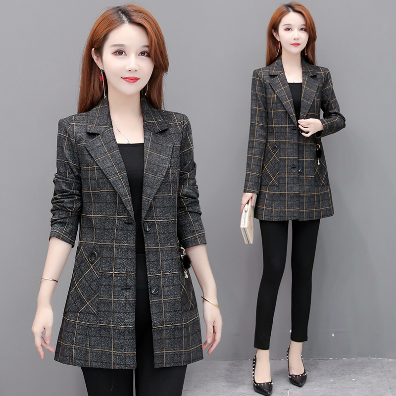 高端格子西装外套秋冬2021新款女士时尚气质小个子显瘦短款小西服