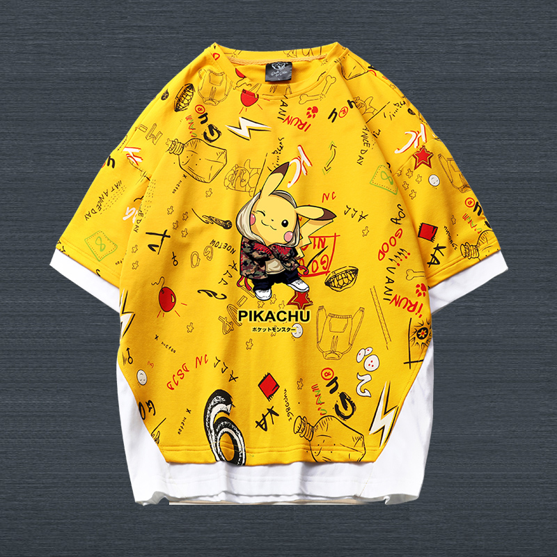 皮卡丘t恤 联名XX限定潮流卡通短袖学生棉超萌可爱比卡丘图案夏装