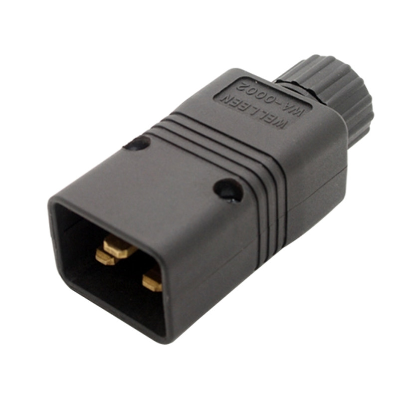 全铜pduups三横铁品字公母接头16a三芯c19-c20转换插头