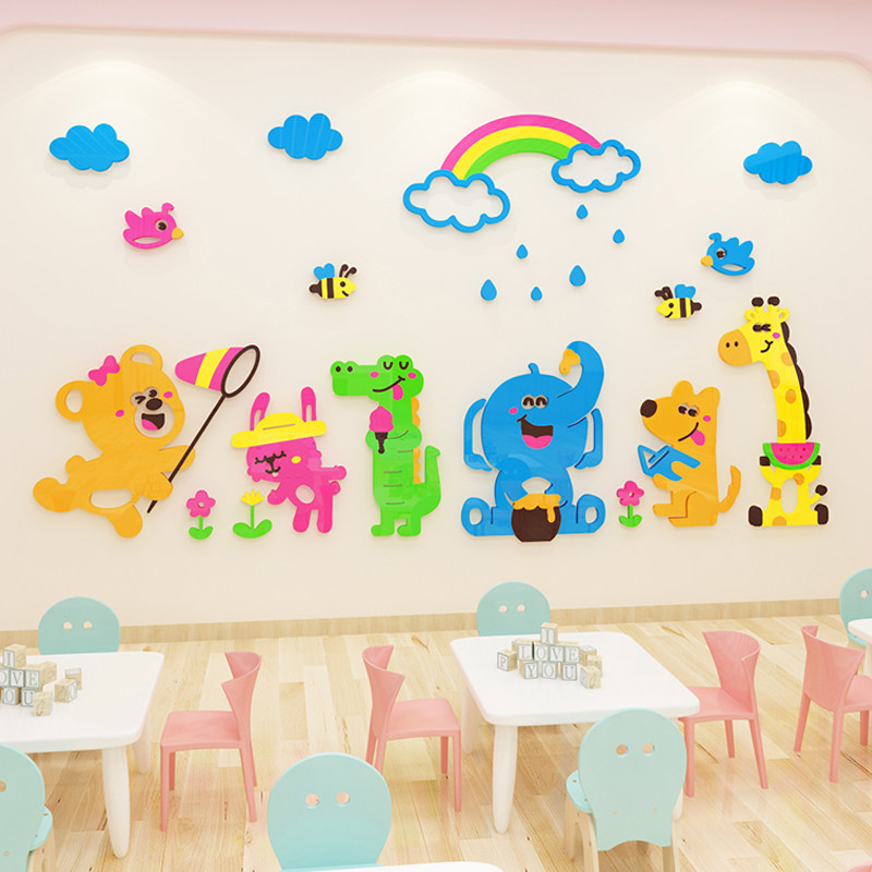 幼儿园教室墙面装饰卡通动物早教环创主题环境墙贴