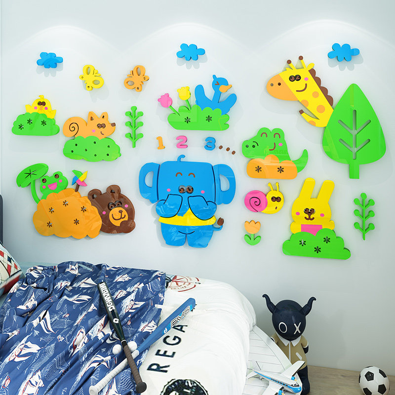 幼儿园教室文化墙面装饰画卡通动物早教儿童房间墙贴