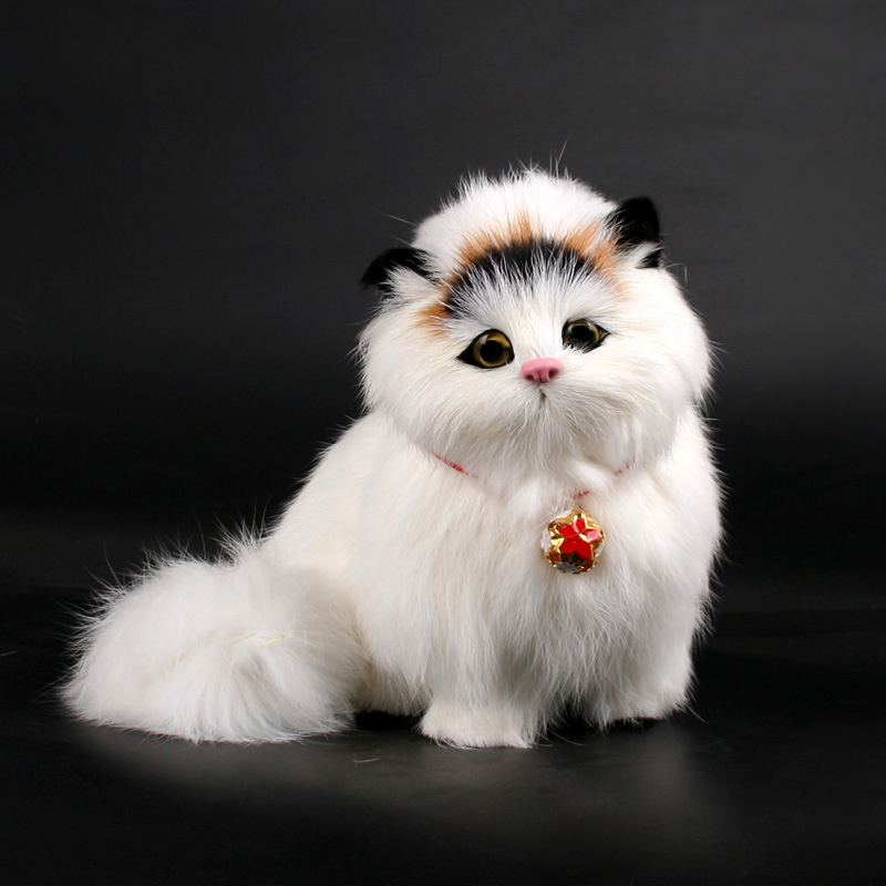 仿真儿童动物玩具真皮假猫毛绒玩偶小猫模型仿真