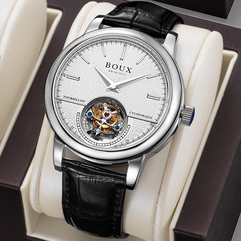 BOUX海鸥机芯ST8002手表男士国产真陀飞轮全自动机械表镂空蓝宝石