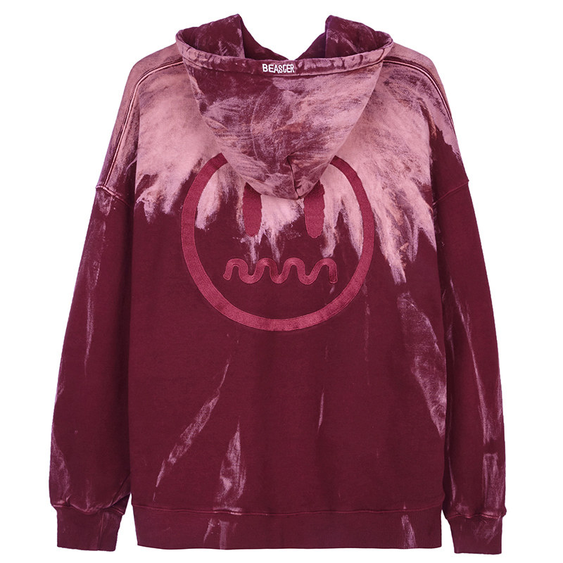 beaster小恶魔鬼脸情侣秋装双色扎染渐变连帽卫衣男卫衣