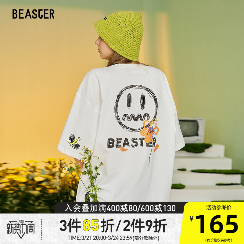 Beaster小恶魔鬼脸短袖明星同款潮牌宽松情侣T恤夏男短袖T恤国潮