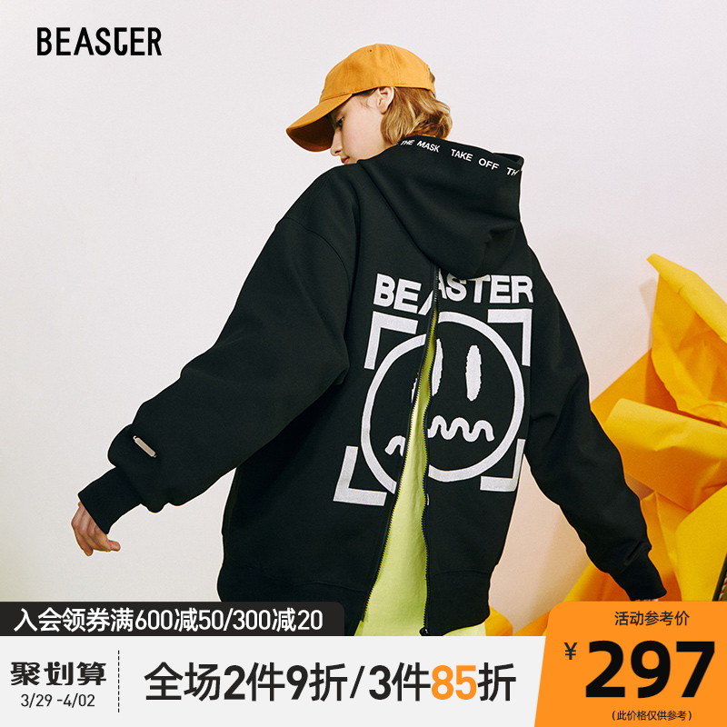 BEASTER小恶魔鬼脸街头潮酷简约连帽卫衣国潮牌情侣装长袖上衣ins