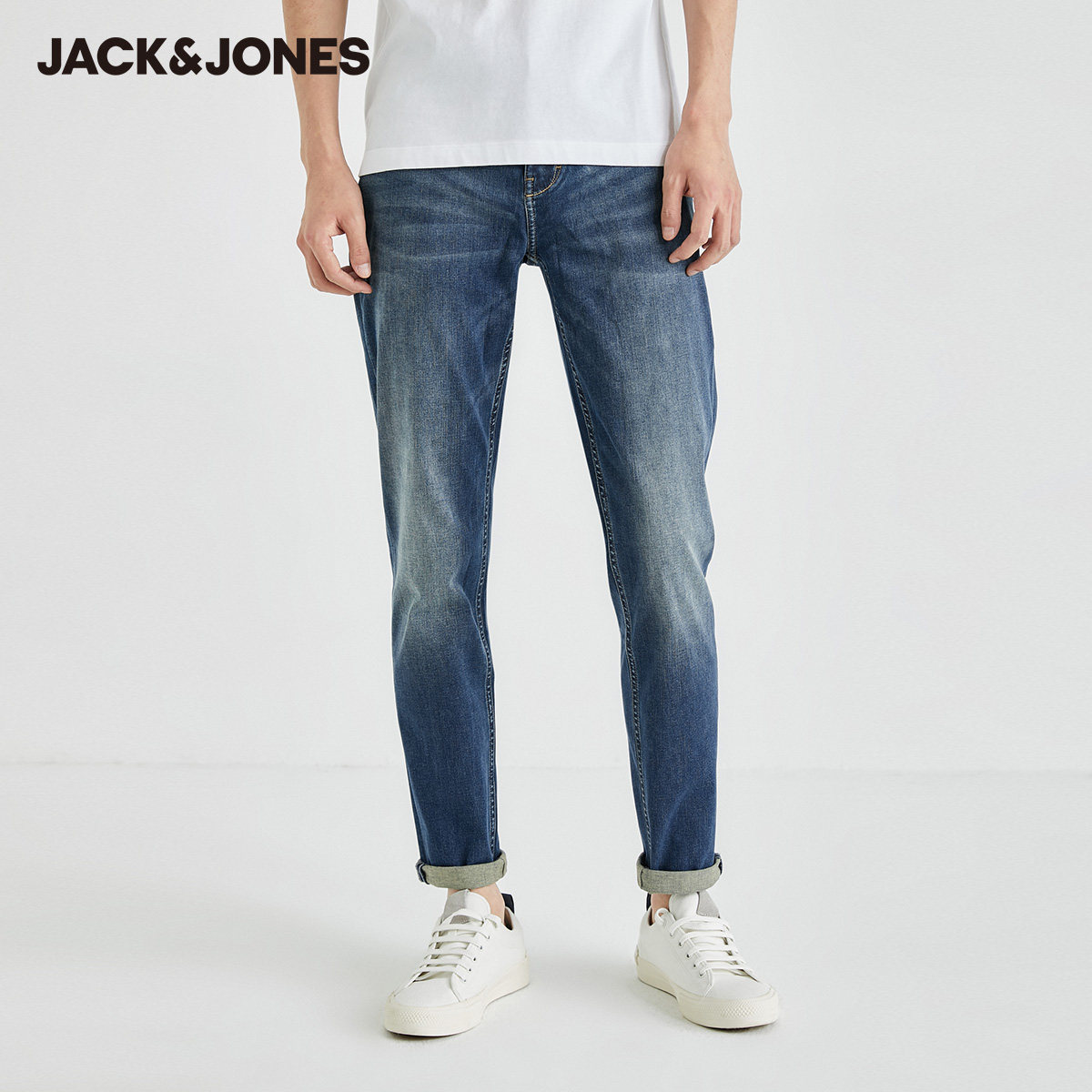 jackjones杰克琼斯春秋百搭修身休闲微弹水洗牛仔长裤牛仔裤