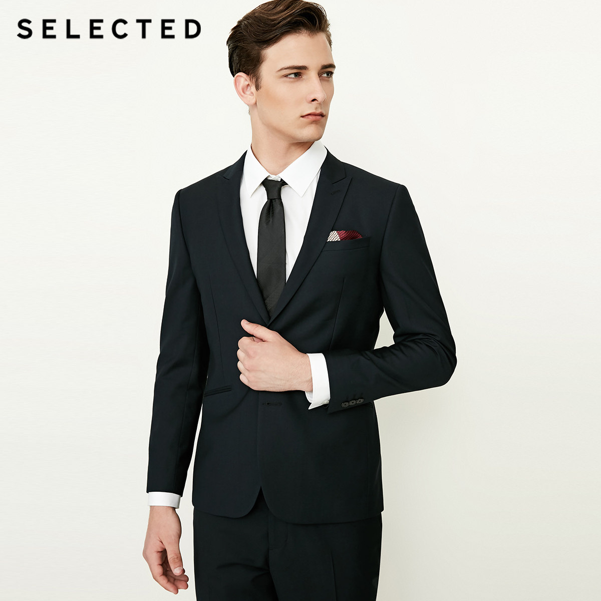 selected思莱德男新款纯色戗驳领修身商务西装外套t|41835x501