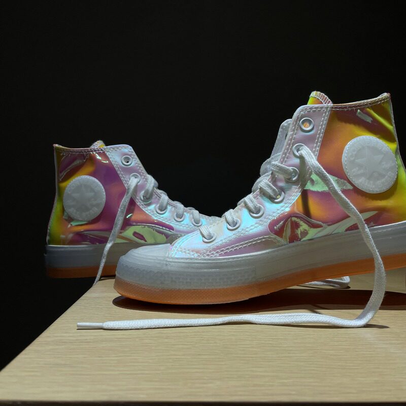 匡威chuck70s镭射变色龙果冻透明水晶底高男女帆布鞋