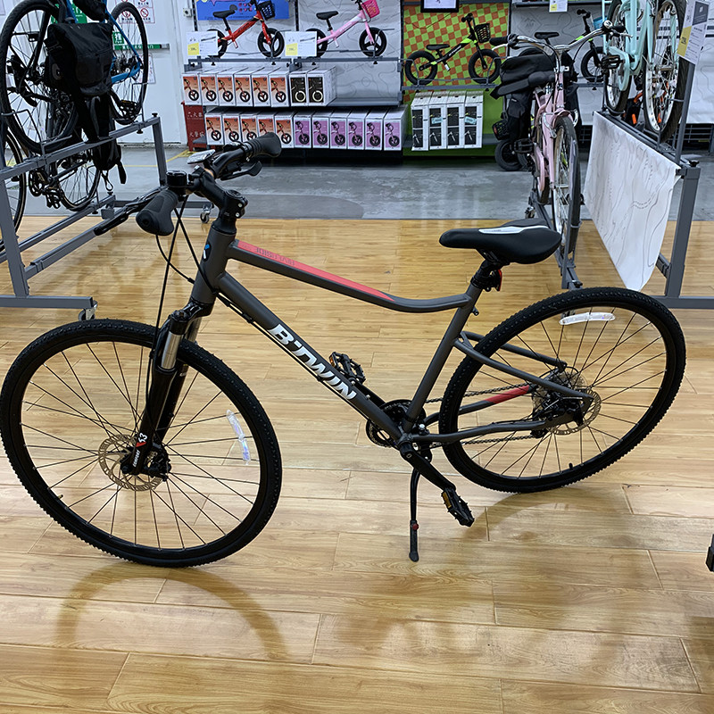 迪卡侬旅行自行车变速休闲出游骑行铝制轻便单盘山地自行车