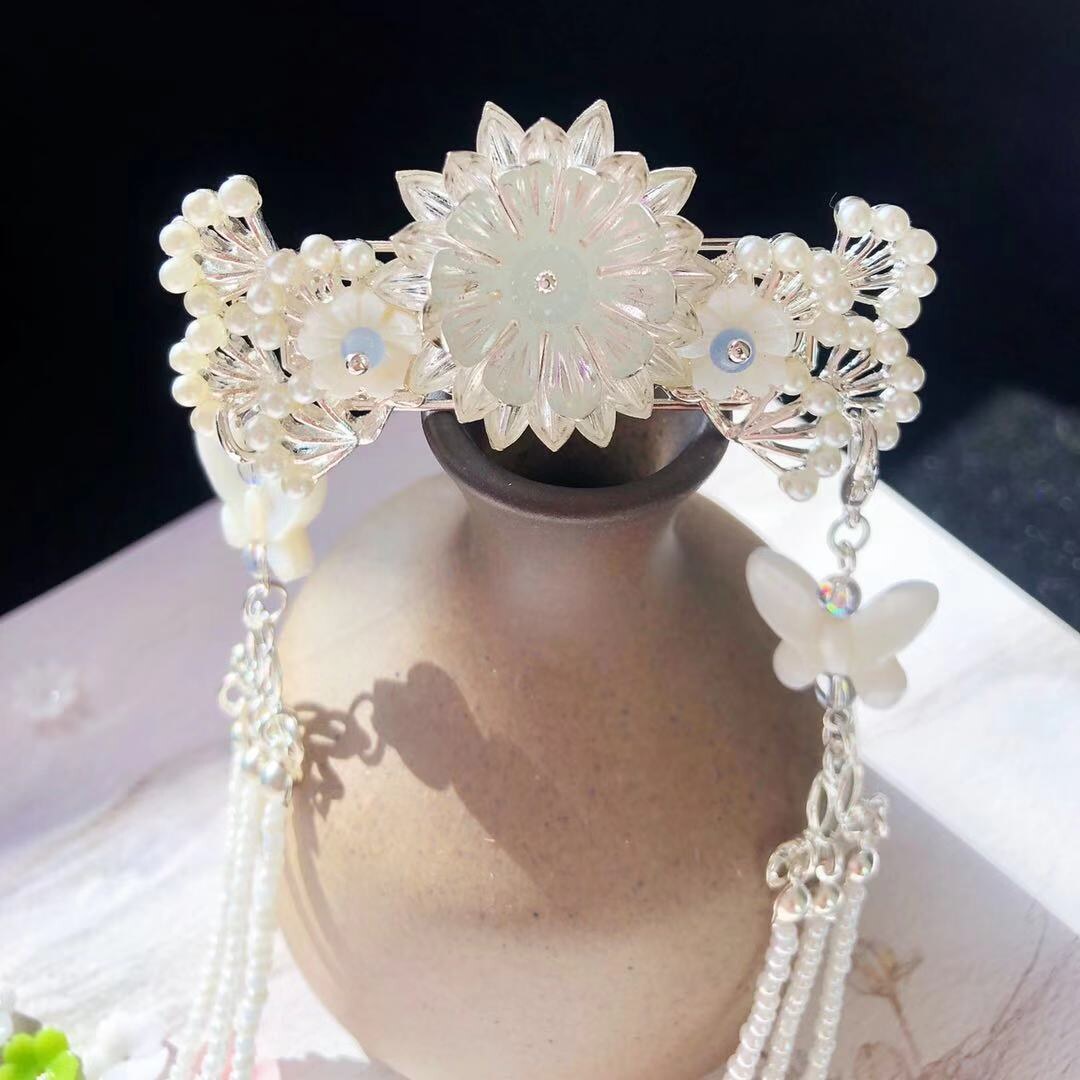 小发泠泷风发冠女流苏松枝发簪一套发饰