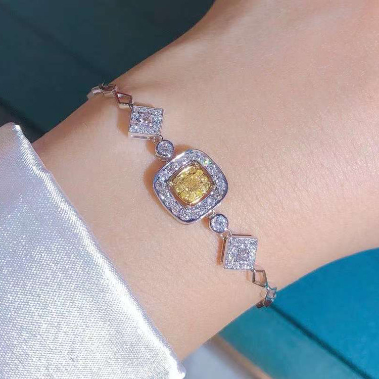 钻石手链梵大金黄钻手镯黄钻18k大福群镶钻钻手饰