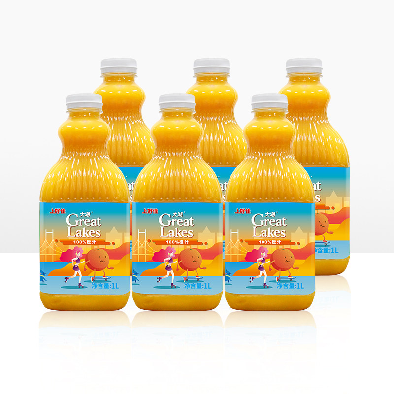 上好佳大湖100橙汁果汁饮料1l大瓶婚宴整箱纯果蔬汁