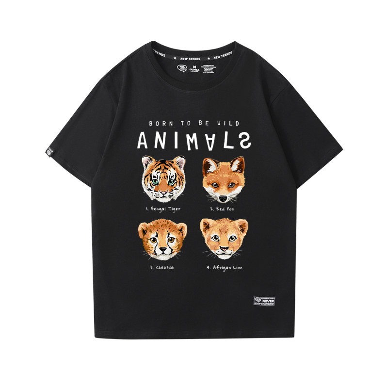 老虎不发威原创虎头图案t恤男2022新年虎年限定潮牌印花短袖衣服 –