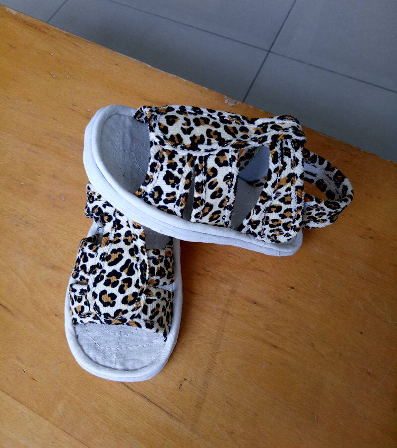 手工凉鞋布凉鞋宝宝千层学步豹纹纳底男女童鞋凉鞋