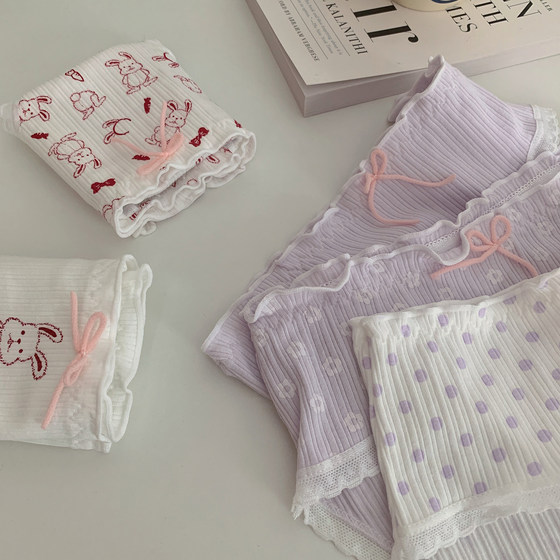Xin Bangbang Bra Fungus Side Student Girls' Briefs Pure Cotton Comfortable Elastic Medium Waist Thin Cotton Underwear Women Xin Bangbang Bra Fungus Side Student Girls' Briefs Pure Cotton Comfortable Elastic Medium Waist Thin Cotton Underwear Women