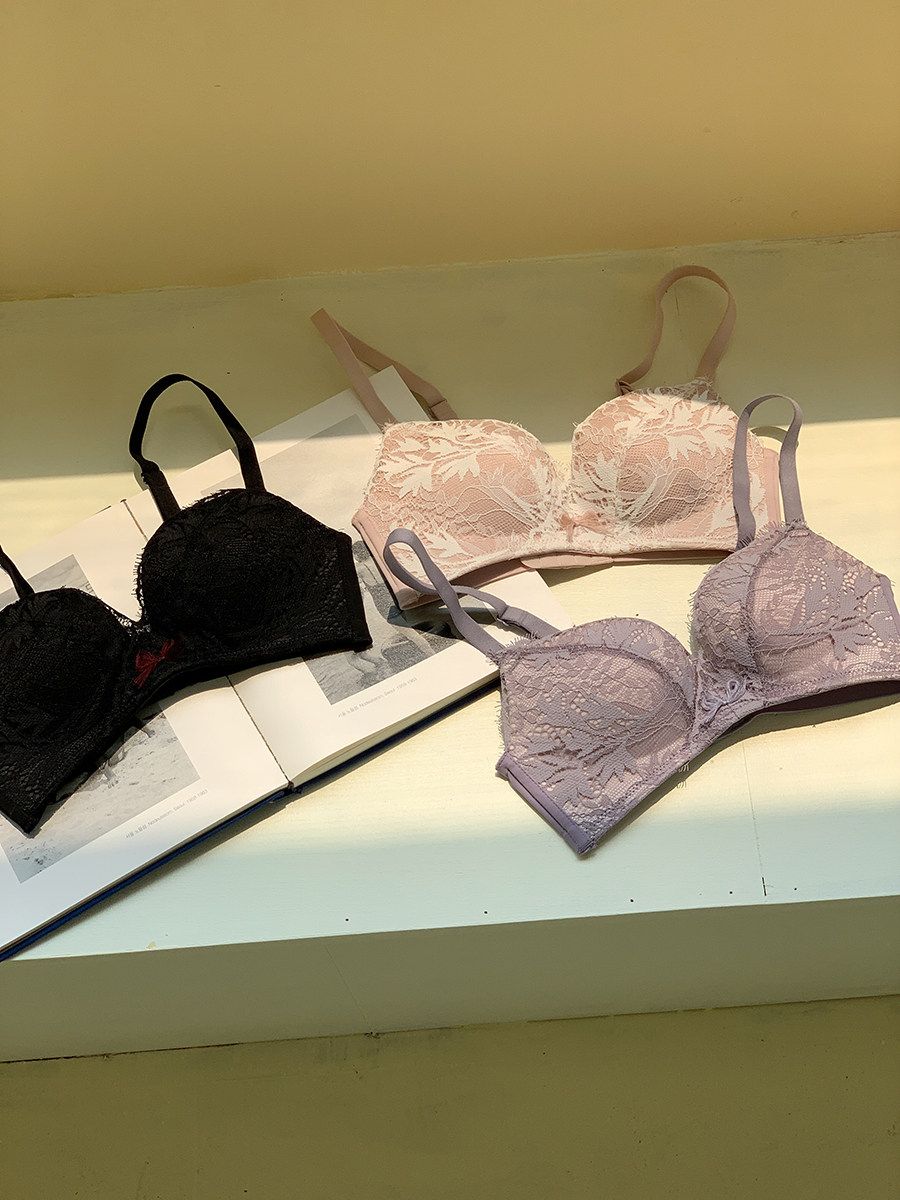 馨帮帮bra 2020春季性感蕾丝钩花聚拢内衣新款美背胸罩纯色文胸