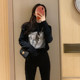 Sweater women 2020 new sweater thick hooded knitted loose outer wear short ladies tops printed sweater Sweater women 2020 new sweater thick hooded knitted loose outer wear short ladies tops printed sweater