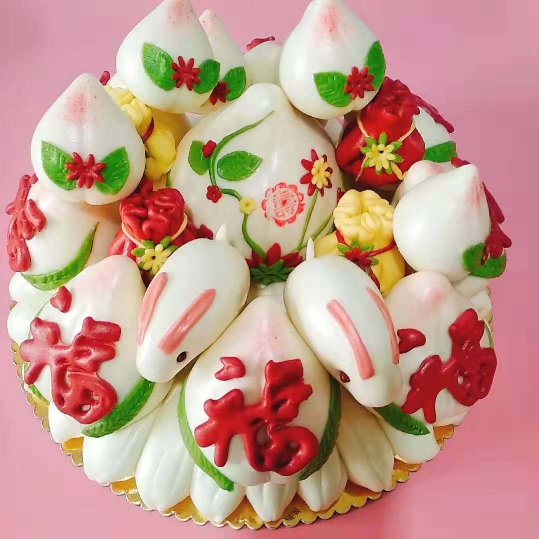 寿桃生日老人馒头手工寿包扬州礼盒花样包装传统中式糕点