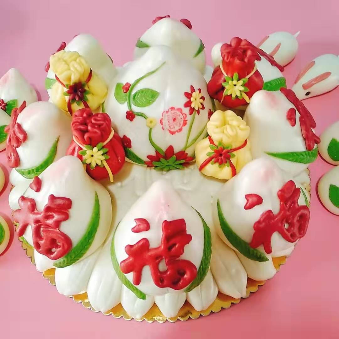 寿桃生日老人馒头手工寿包扬州礼盒花样包装传统中式糕点