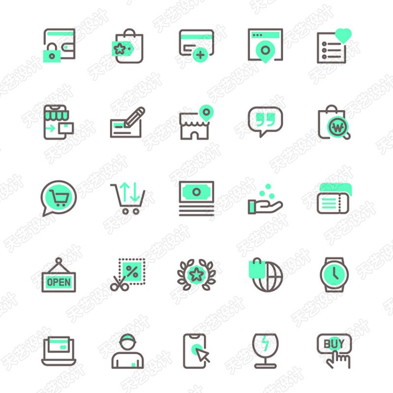 12套精致线性功能模块业务icon图标app网页ui设计素材