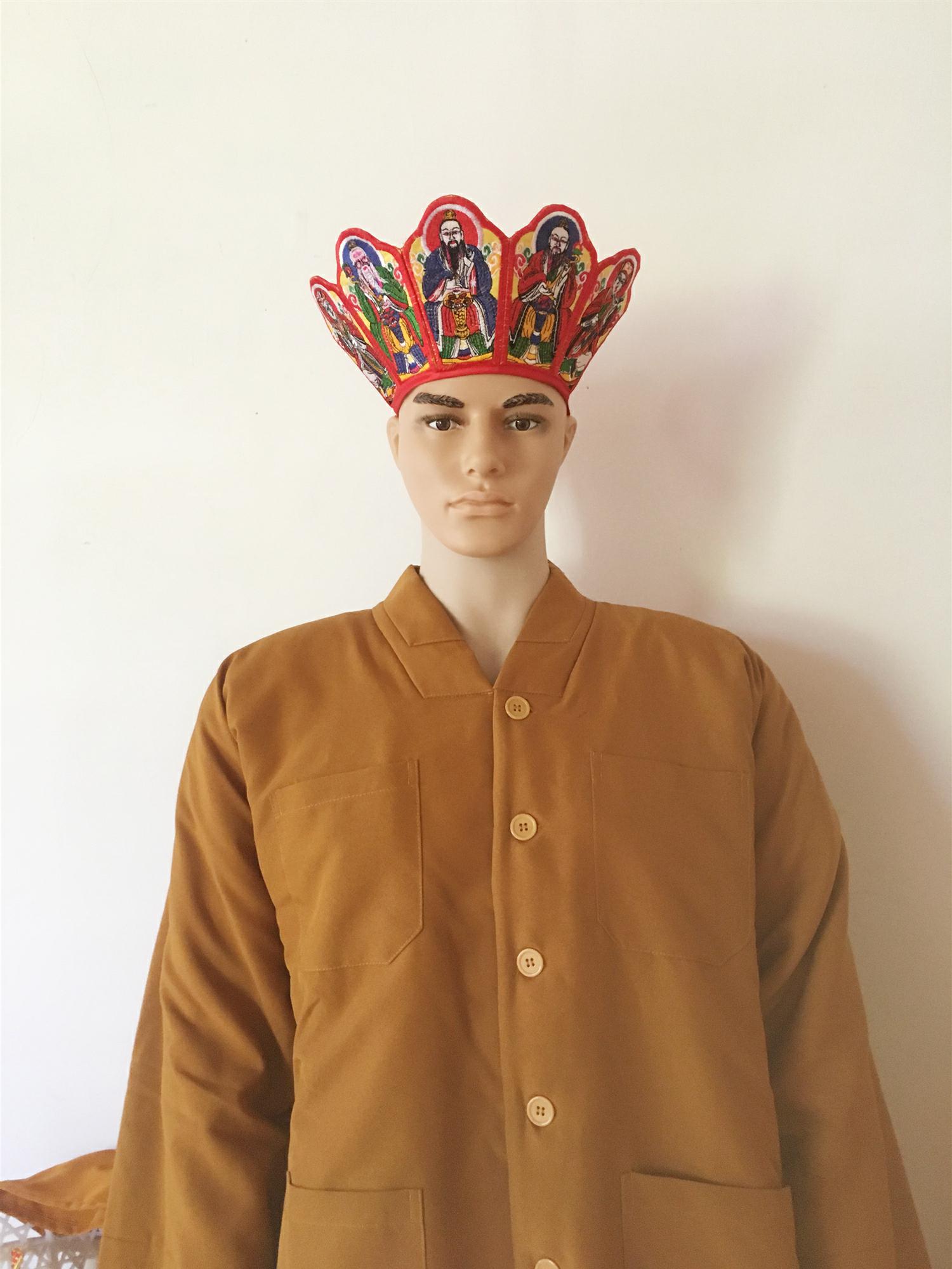 五老冠道五方高功帽道场道家法道冠头扎道士刺绣