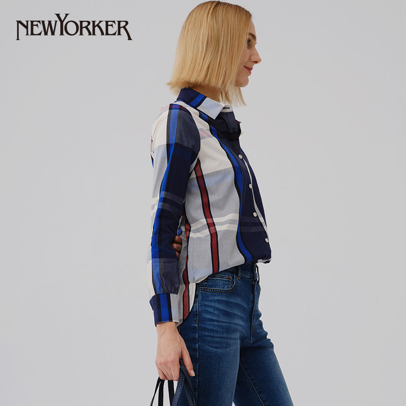newyorker纽约约克2020春季新品宽松休闲套头格子衬衫