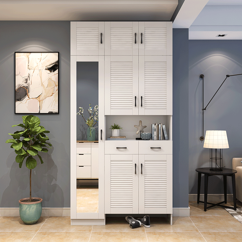 百叶叶门鞋柜现代简约多功能门厅大容量进门收纳衣帽鞋柜