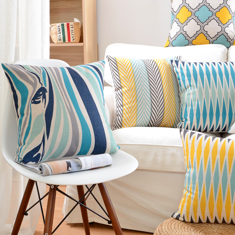 北欧几何风格棉麻抱枕靠垫客厅沙发抱枕装饰摆设办公靠枕汽车腰靠