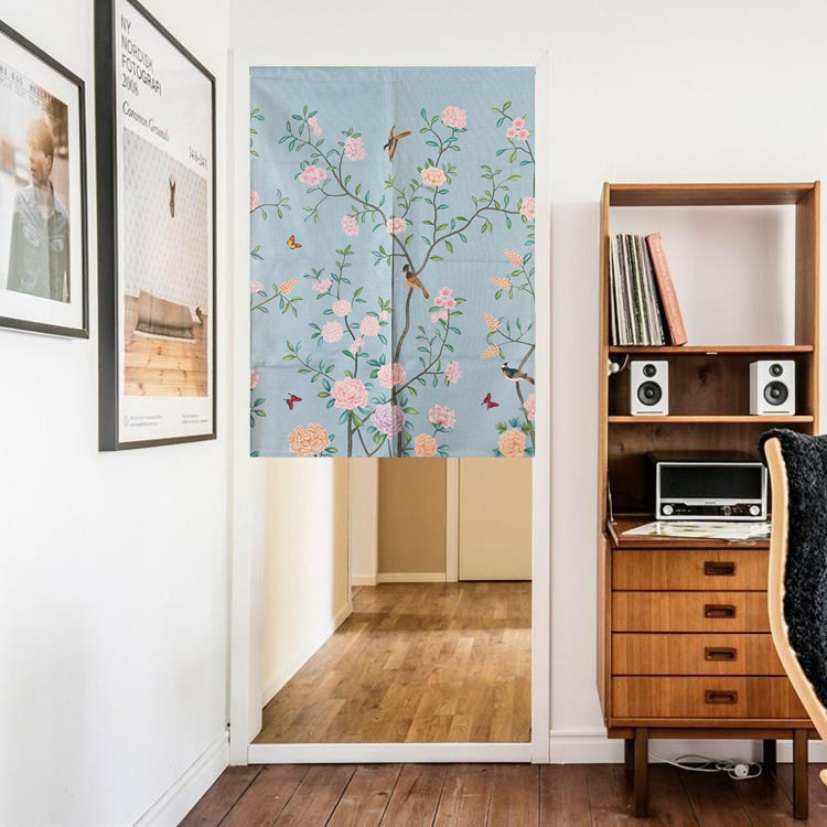 帘子中式花鸟山水门帘客厅玄关风水隔断棉麻门帘