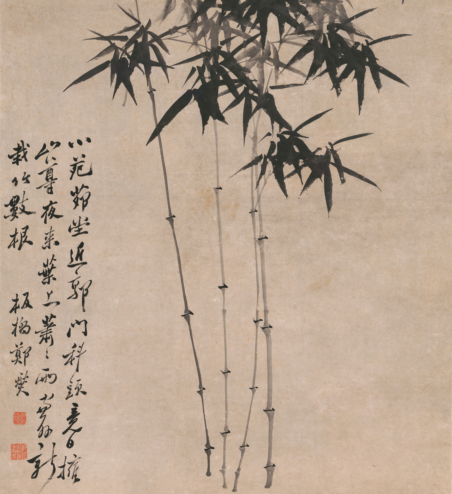 郑板桥竹子卷轴书房客厅办公室装饰墨竹国画仿古国画