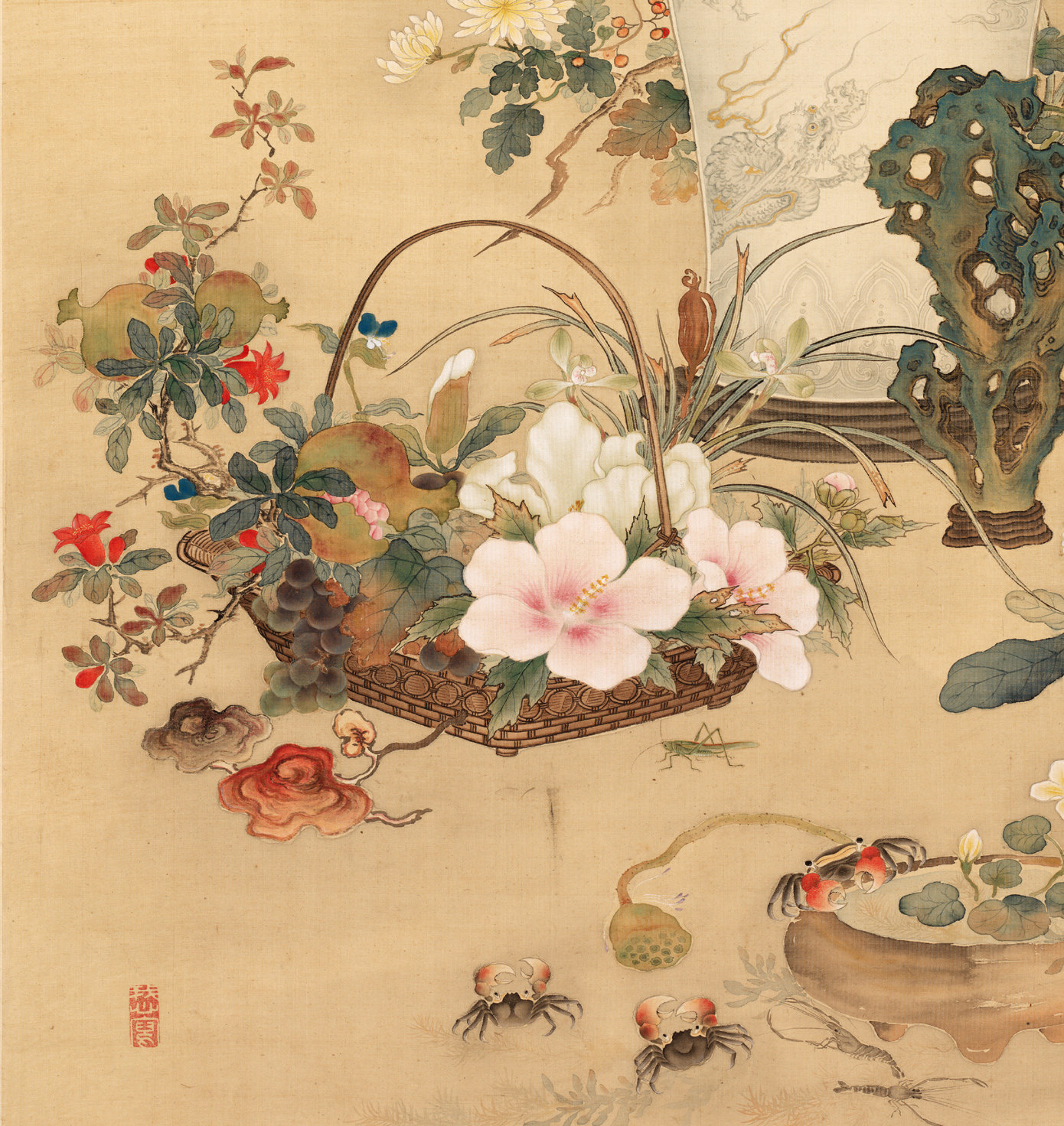岁朝清供高清工笔花卉明清没骨花鸟花鸟画画艺术国画