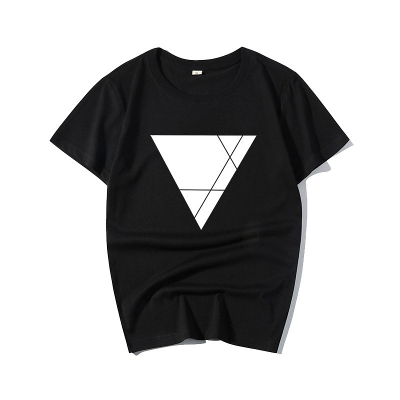 嘻哈简约三角形运动帅哥几何图形男友理科生上衣短袖t恤