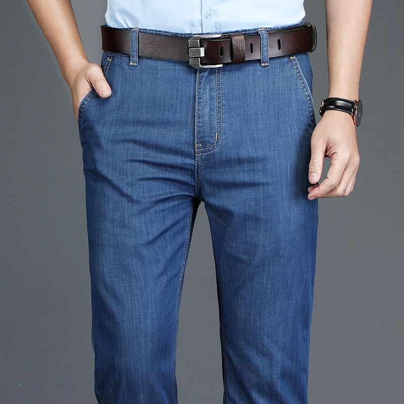 官网旗舰店冰丝夏季薄款男士牛仔裤宽松直筒夏天超薄莫代尔商务休