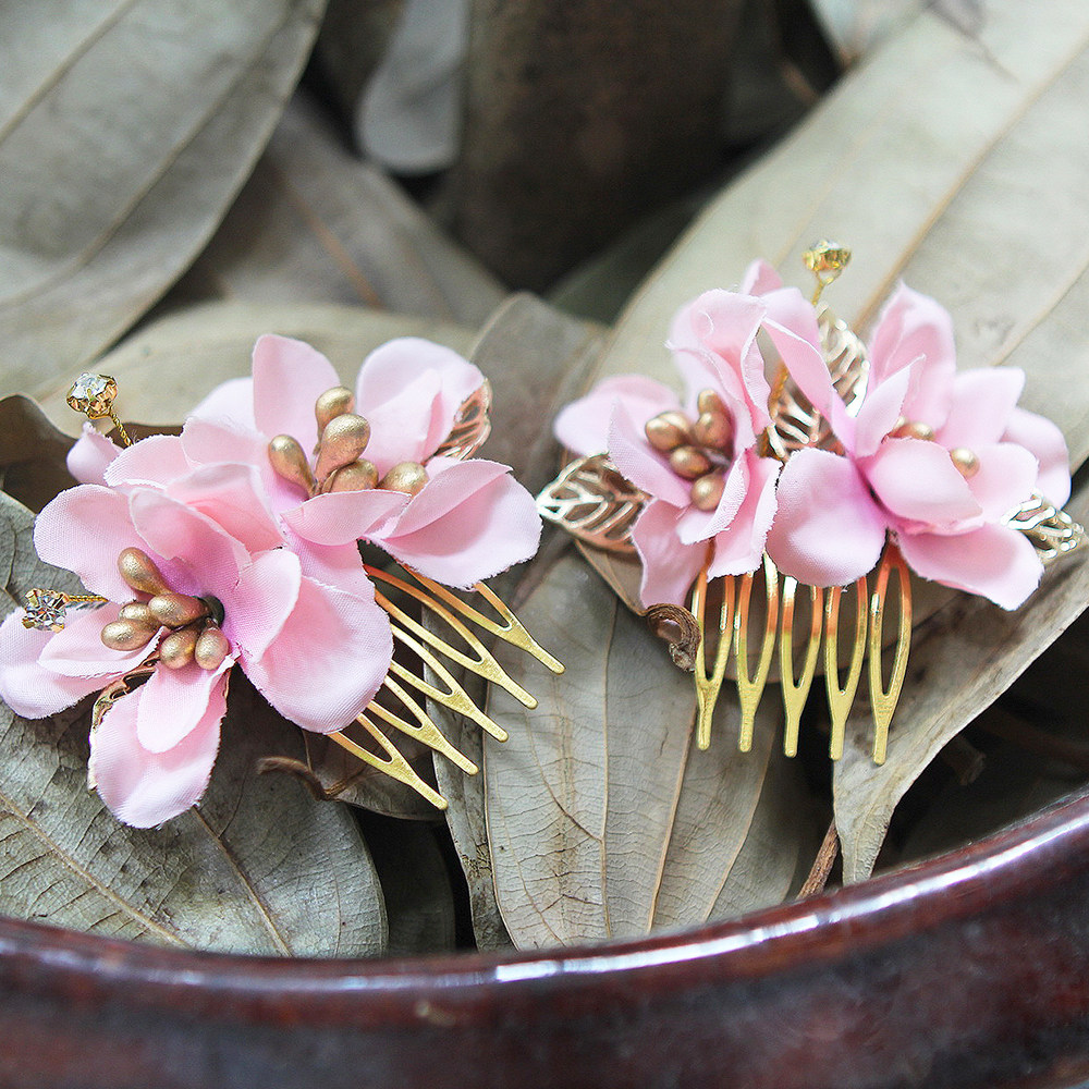 手工发梳古风绢花头饰cos女汉流苏步摇饰品发饰