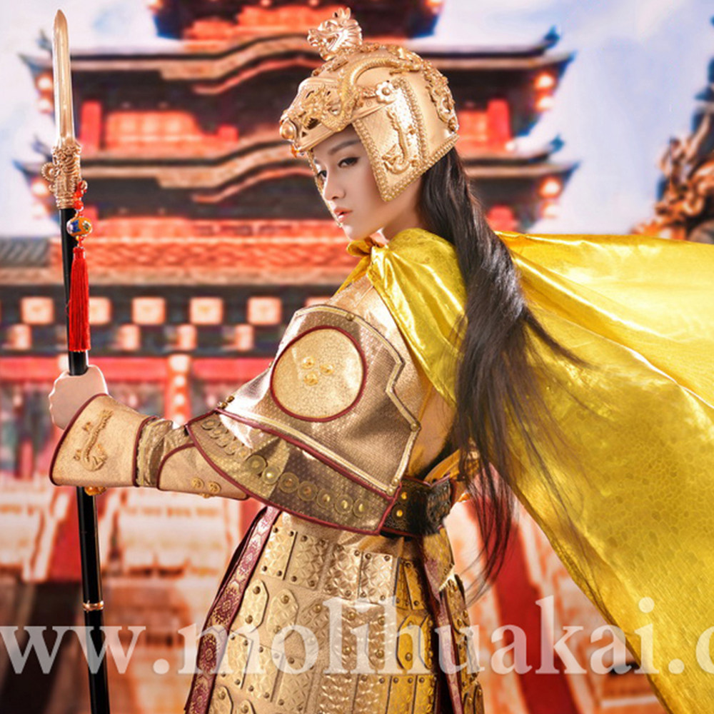 金色战袍男女盔甲景区拍照古装汉服cosplay舞台民族服装