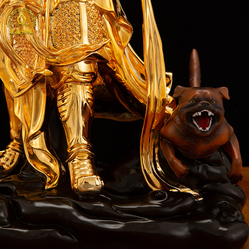 杨戬19英寸铜鎏二郎神铜像二郎显圣真君佛像将军装饰摆件