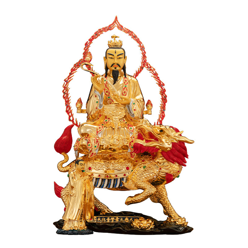 九天应元雷声普化天尊神像台湾纯铜鎏金雷祖装饰摆件