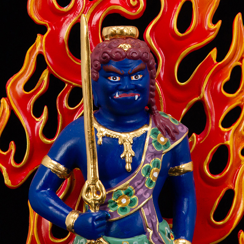 不动明王铜像菩萨彩绘居家摆件生肖守护神密宗摆件