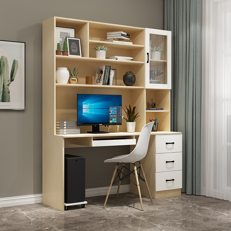 书桌组合书柜电脑桌家用简易书架一体写字台电脑桌