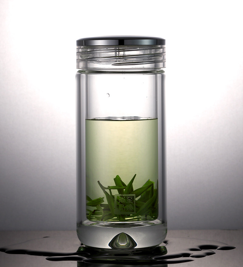 高档烧制一体水滴双层玻璃水杯女单单层水晶玻璃杯