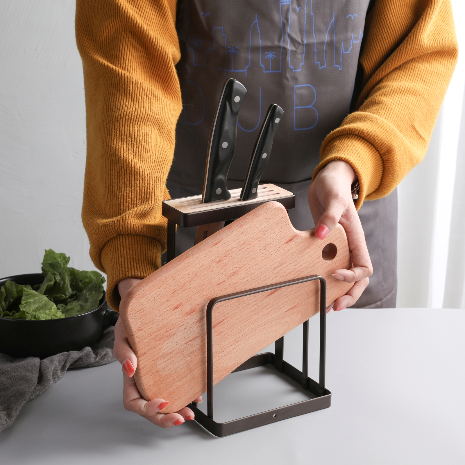 简易刀架刀座砧板板架一体厨房用品刀具置物架菜板刀架