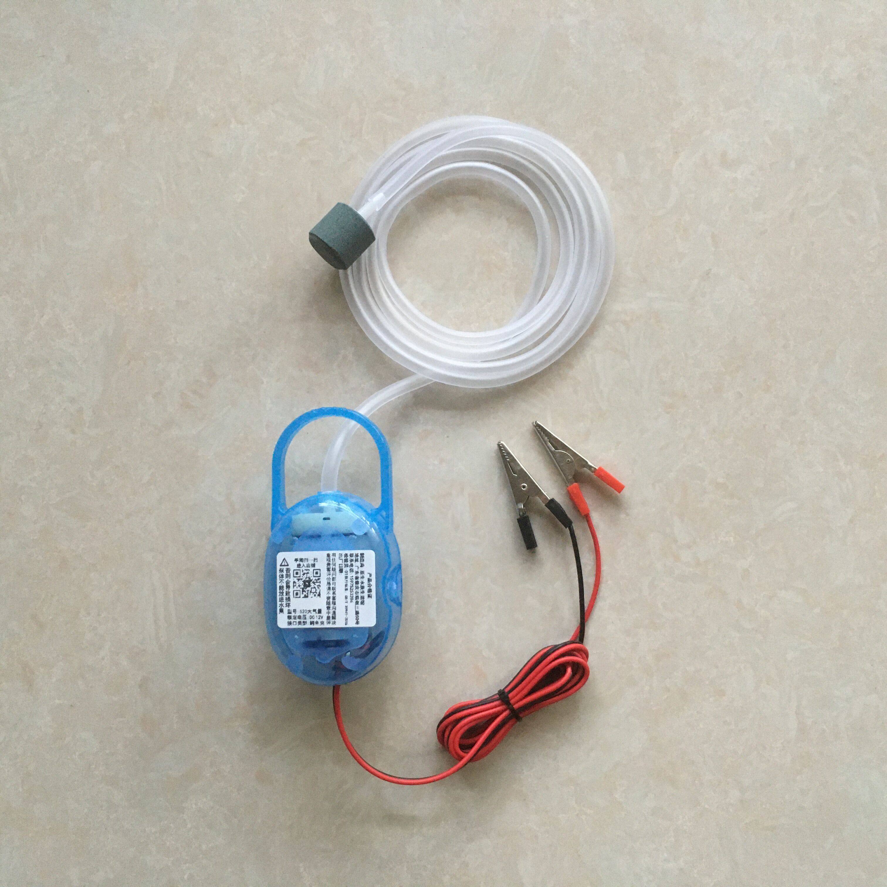 小型增氧泵接直流12v电瓶车载停电养鱼户外钓鱼打氧机鱼缸充氧泵