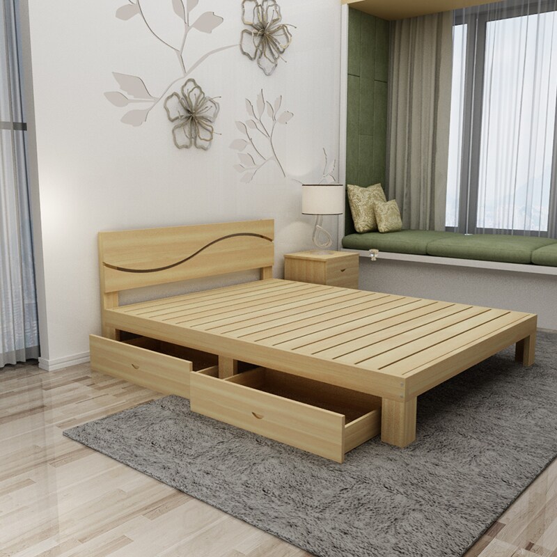 木头床主家具双人床木板加厚普通中学生实木床