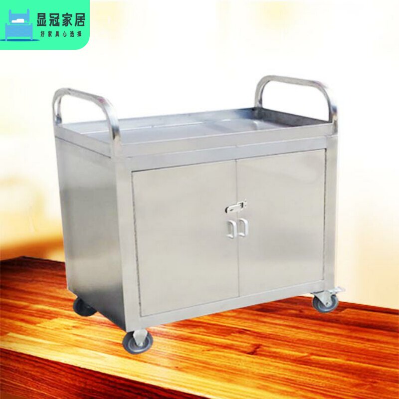 商用不锈钢推车外卖送餐摆摊封闭三层餐厅移动餐车