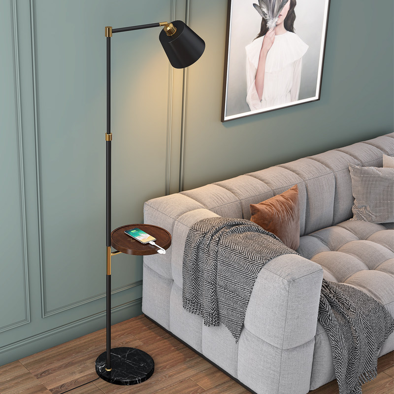 无线充电落地灯北欧置物架客厅简约现代轻奢书房装饰落地灯