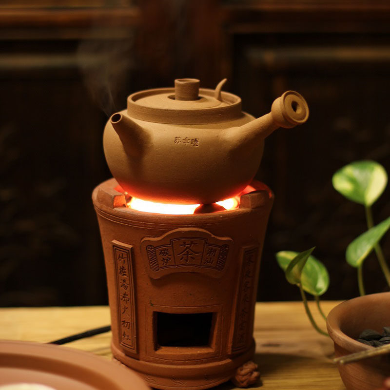 红泥泡茶陶瓷养生家用烧水纯手拉电陶煮茶炭炉茶壶