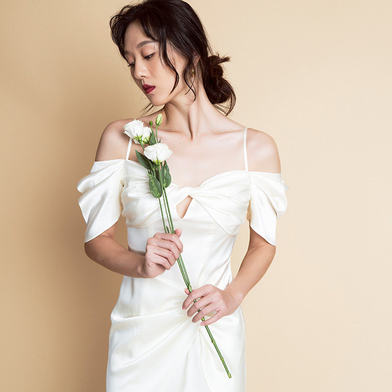 lanyu兰玉精灵一条系列白玉褶皱蝴蝶结连衣裙lxyw203d003连衣裙